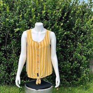 W5 Anthropologie Yellow Tie Front Buttoned Tank Top Size M